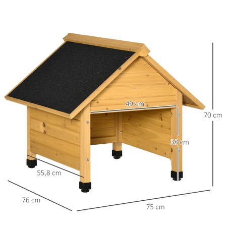 Puidust garaaž robotniidukile, päikese- ja vihmakaitse, kollane, 75 × 76 × 70 cm