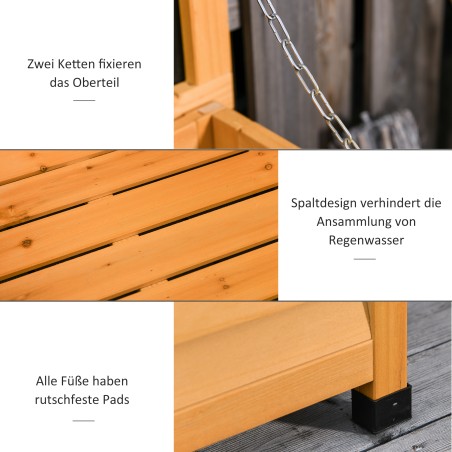 Ilmastikukindel täispuidust aiakast 127 × 56 × 60 cm, kollane