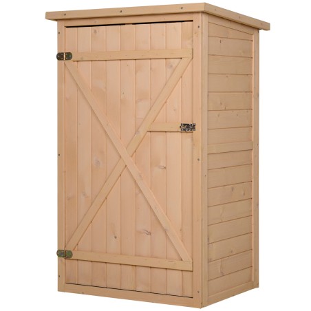 Ilmastikukindel tööriistakuur riiulitega, naturaalne puit, 75 × 56 × 115 cm
