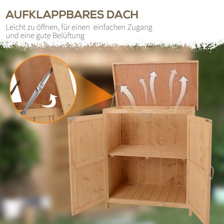 Kuusepuidust aiakapp kahe ukse ja 2 riiuliga, 74 × 43 × 88 cm, naturaalne