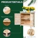 Kahe lahtriga puidust aiakapp metallist töötasapinnaga, 83 × 40 × 92 cm