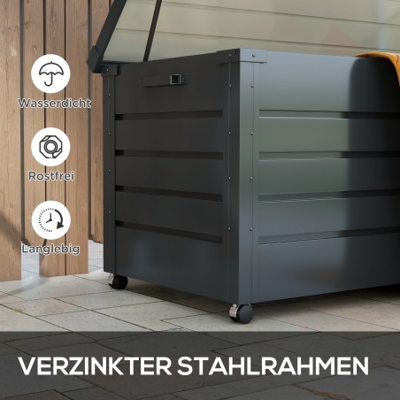 Ratastel hoiukast, ilmastikukindel, 100 × 62 × 65 cm, tumehall