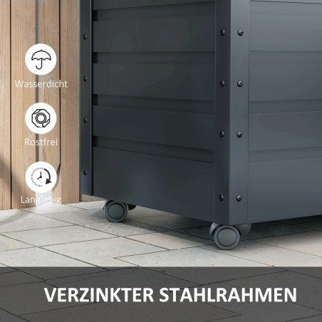 Ratastel hoiukast, ilmastikukindel, 100 × 62 × 65 cm, tumehall