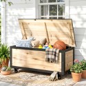 Aia hoiukast, 121 l, 2 ratast, ilmastikukindel, naturaalne puit, 100 × 50 × 43 cm