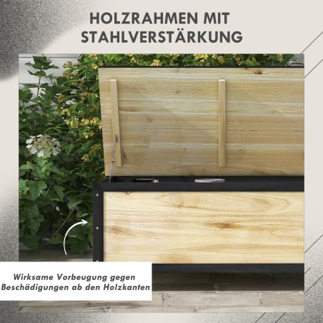 Aia hoiukast, 121 l, 2 ratast, ilmastikukindel, naturaalne puit, 100 × 50 × 43 cm