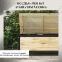 Aia hoiukast, 121 l, 2 ratast, ilmastikukindel, naturaalne puit, 100 × 50 × 43 cm