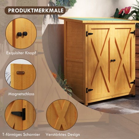 Ilmastikukindel puidust aiakapp 2 uksega, kollane, 110 × 55 × 117 cm