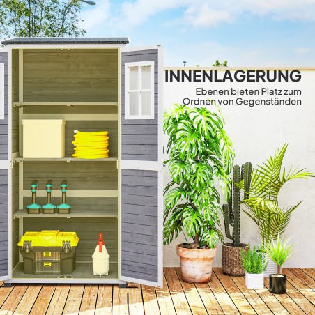 Aia tööriistakuur 2 akna, asfaltkatuse ja maavaiadega, helehall