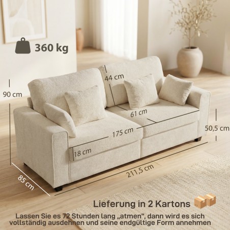 Beež 3-kohaline sametkattega diivan 4 padjaga