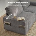 3-kohaline diivan 218 cm, velveti, taskuvedrustuse ja 2 padjaga, helehall