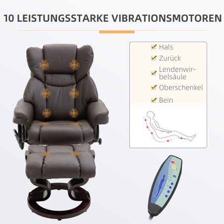 Kunstnahast massaaži- ja lamamistool jalatoe ning küljetaskuga, pruun