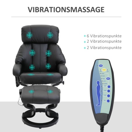 Massaažitool jalatoega, 10 vibratsioonipunkti ja 145° reguleeritava seljatoega, must