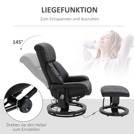 Massaažitool jalatoega, 10 vibratsioonipunkti ja 145° reguleeritava seljatoega, must