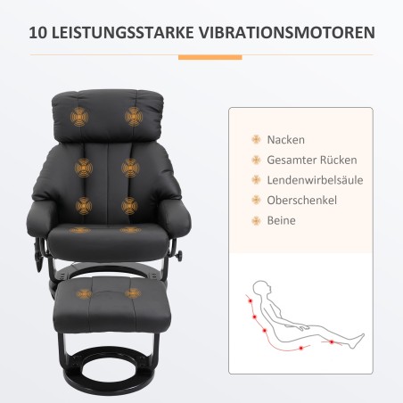 Elektriline lamamisfunktsiooniga massaažitool, kunstnahk, must