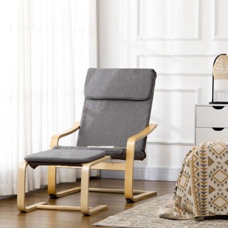 Tugitool jalapingi komplektina, täispuit, linase välimusega, hall