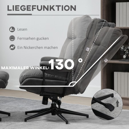 Mikrokiust lõõgastustool jalapingi ja reguleeritava seljatoega, tumehall