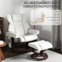 Lõõgastustool massaažifunktsiooni ja jalatoega, kunstnahk, kreemvalge