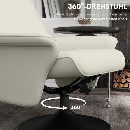 Pöörlev ergonoomiline tugitool jalatoega, kuni 150 kg, kreemvalge