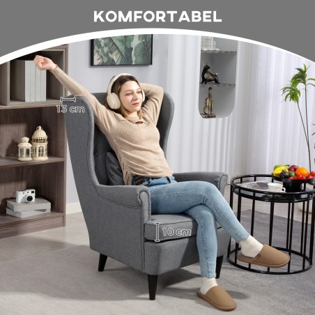 Tiibtool jalatoega, kummipuidust jalad, kangaspolster, hall