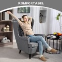 Tiibtool jalatoega, kummipuidust jalad, kangaspolster, hall