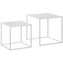 Beistelltisch-Set, moderne Satztische, platzsparend, stabiler Stahlrahmen, Weiß
