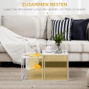 Beistelltisch-Set, moderne Satztische, platzsparend, stabiler Stahlrahmen, Weiß