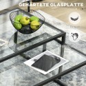 2 klaasist diivanilaua komplekt pulbervärvitud terasraamiga, must-läbipaistev
