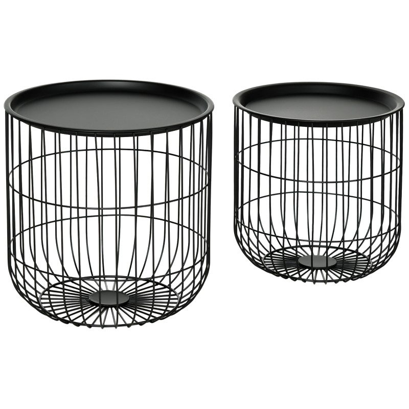 2-osaline virnastatav abilaudade komplekt panipaigaga, must