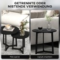 2-osaline ümarate kohvilaudade komplekt metallraami ja MDF-plaadiga, must
