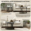 2-osaline ümmarguste diivanilaudade komplekt marmorimustriga, hall-valge
