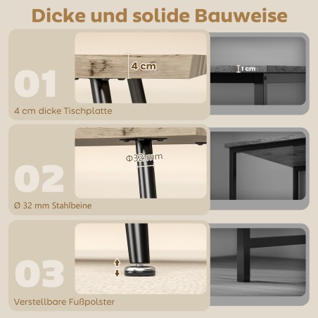 Diivani- ja külglaud terasjalgade ning 4 cm paksuse plaadiga, tamm/must
