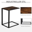 C-kujuline külglaud metallraami ja MDF-plaadiga, rustikaalne pruun