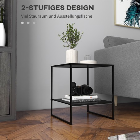 Tööstusdisainiga abilaud ühe riiuliga, must