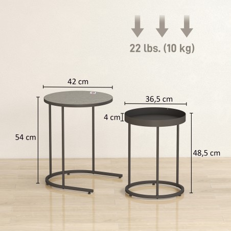 2-osaline üksteise alla lükatav elutoalaudade komplekt, metallist, hall