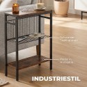3 riiuliga külglaud metallraami ja maalähedase pruuni viimistlusega