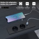 Diivanilaud laadimisjaama, USB-C-portide, sahtlite ja konksudega, must