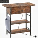 Külglaud USB-pesade ja pistikupesadega, 2 tasandit, 60 × 29,8 × 58,5 cm, pruun