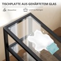 3-korruseline klaasriiul terasraami ja ristlattidega, 18 cm, must