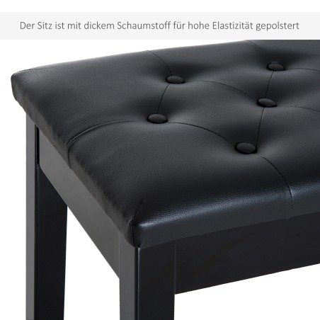 Klaveripink peidetud panipaiga ja kunstnahast padjaga, täispuidust, 76 × 36 × 50 cm, must