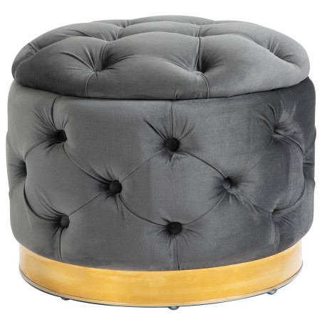Vintage-panipaigaga polsterdatud tumbake, metall, söehall, 55 × 55 × 42 cm