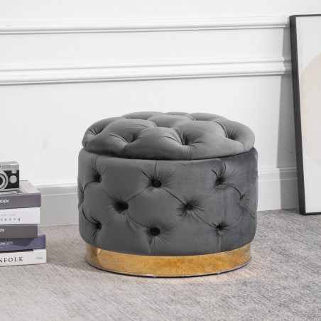 Vintage-panipaigaga polsterdatud tumbake, metall, söehall, 55 × 55 × 42 cm
