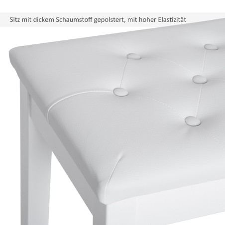 Klaveripink peidetud panipaiga ja kunstnahast istmega, valge