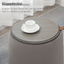 2-ühes sametise välimusega panipaigaga taburet, hall, Ø44 × 47,5 cm