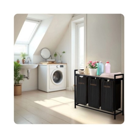 Kolme sektsiooniga pesukorv 120-liitrit, must | FreshDesign.ee