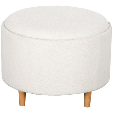 Teddy-fliisiga polsterdatud hoiuruumiga tumb, 56 × 56 × 42 cm, valge