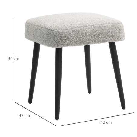 Polsterdatud taburet-jalatugi terasjalgadega, 42 × 42 × 44 cm, helehall