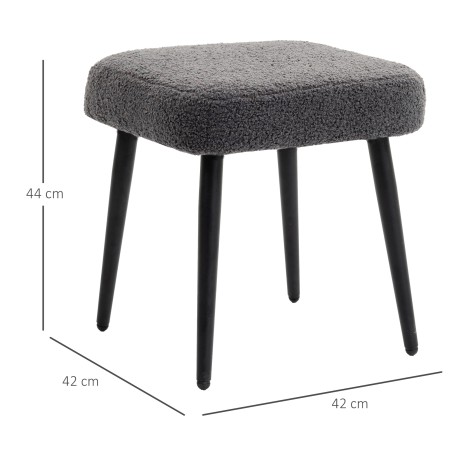 Polsterdatud taburet-jalatugi terasjalgadega, 42 × 42 × 44 cm, tumehall