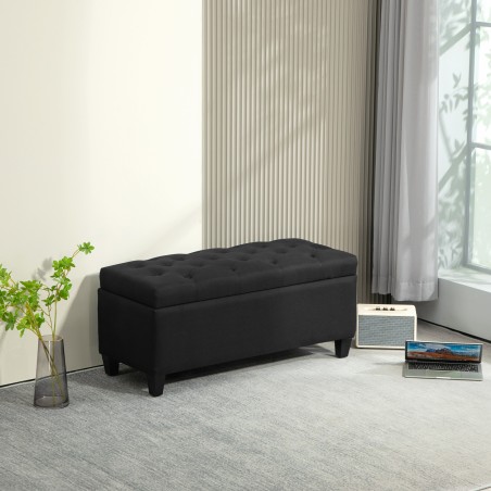 Panipaigaga kirstupink, linase välimusega polüester, must, 100 × 40 × 44 cm