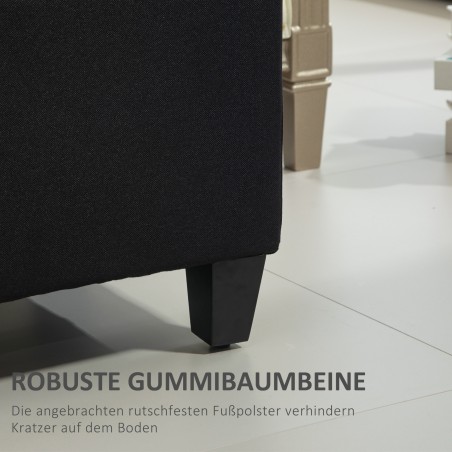 Panipaigaga kirstupink, linase välimusega polüester, must, 100 × 40 × 44 cm