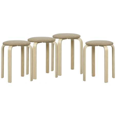 Polsterdatud virnastatavate taburettide komplekt 4 tk, khaki